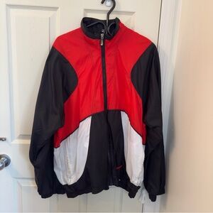Large Nike Red and Black Bomber Windbreaker Jacket